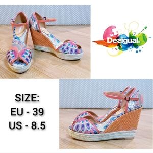 DESIGUAL Espadrille Wedge Sandals - Size 39 EU/8.5US